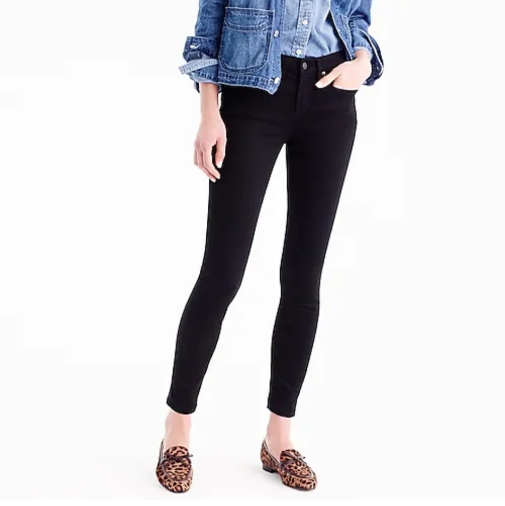 J. Crew 8" stretchy toothpick jean in true black